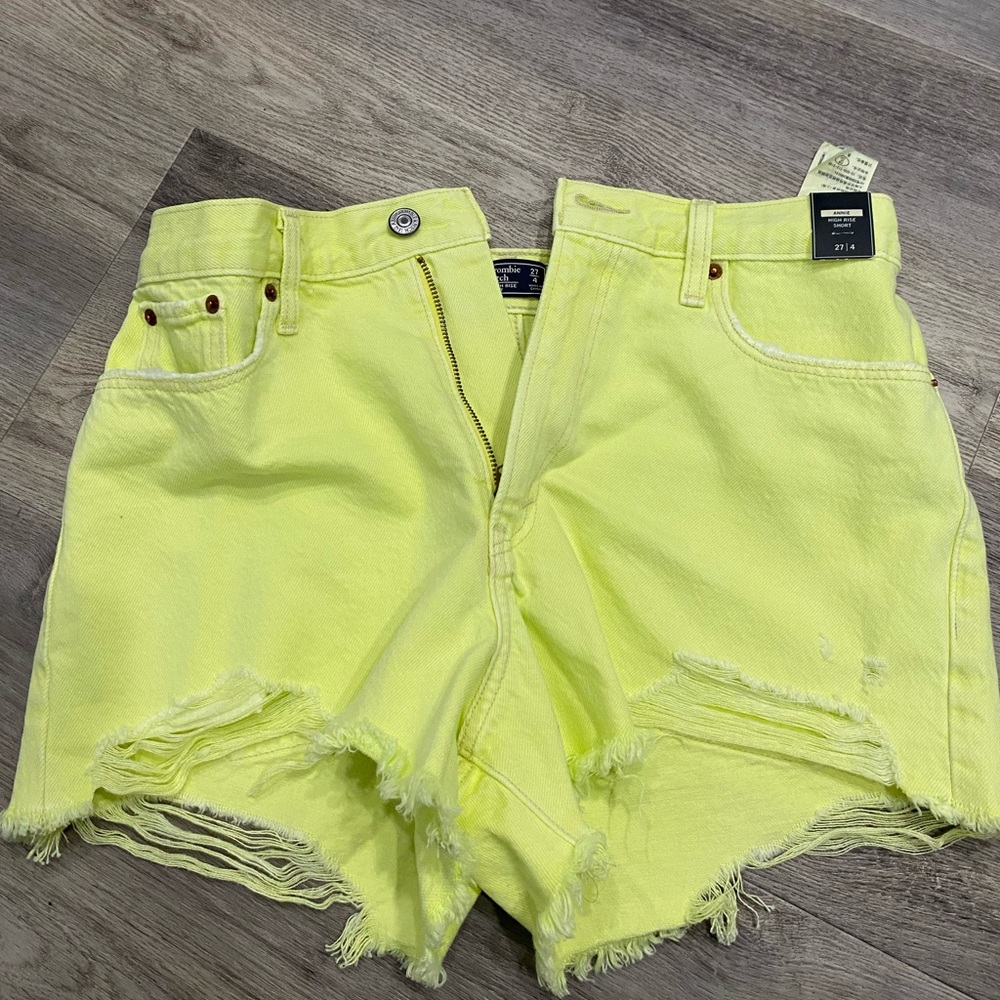 Neon denim shorts
